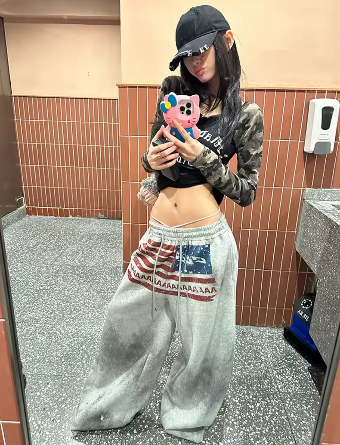 USA Grey Uncuffed Baggy Sweatpants