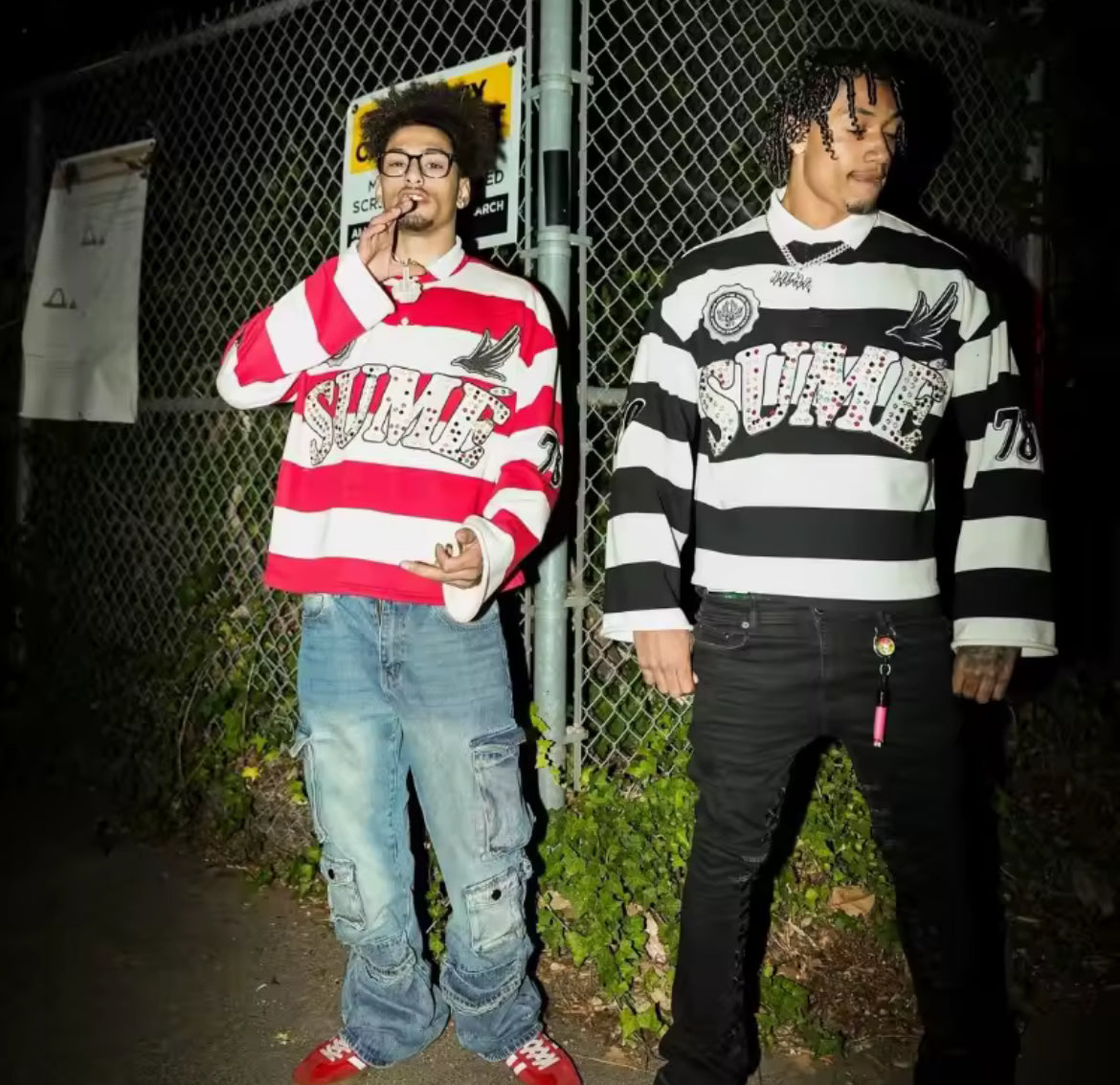 Sume Red & White Striped Long Sleeve Polo Shirt