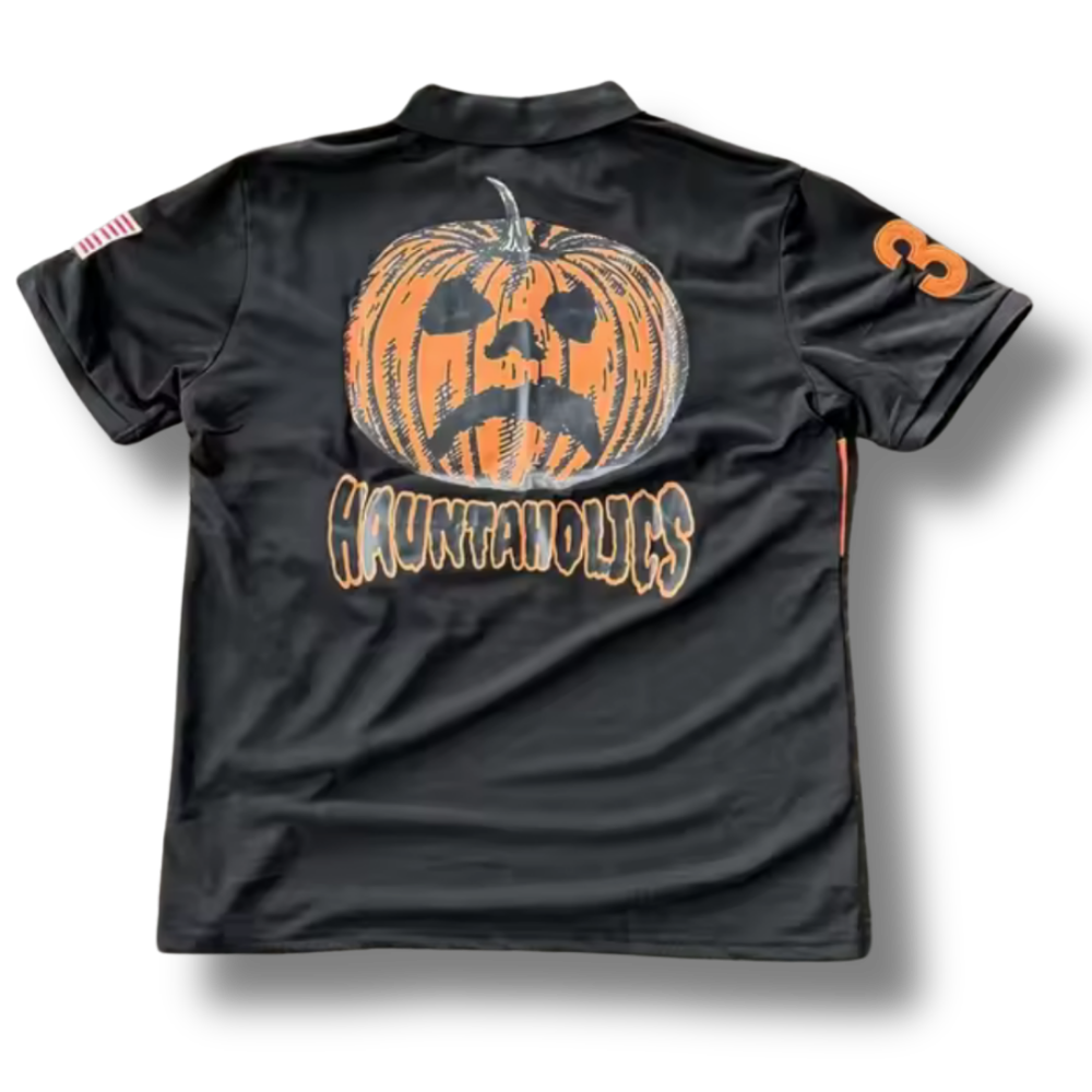 Haunted Halloween Black Polo Shirt