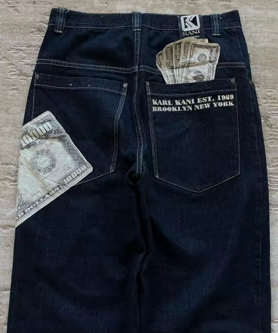 Raining Dollar Bills Denim Jeans