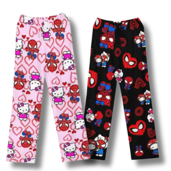 Matching Hello Kitty SpiderMan PJ Bottoms Pink+Black