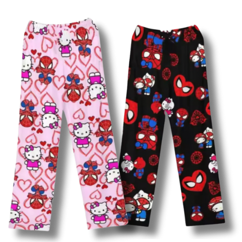 Matching Hello Kitty SpiderMan PJ Bottoms Pink+Black