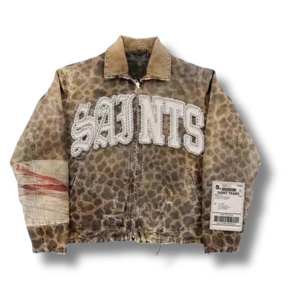 Saints Patch Work Leopard Workwear Jacket