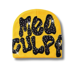 Mea Culpa Rhinestone Yellow Beanie