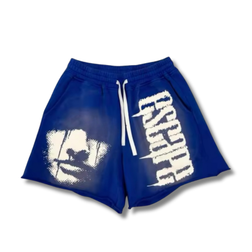 Blue Graphic Face Shorts