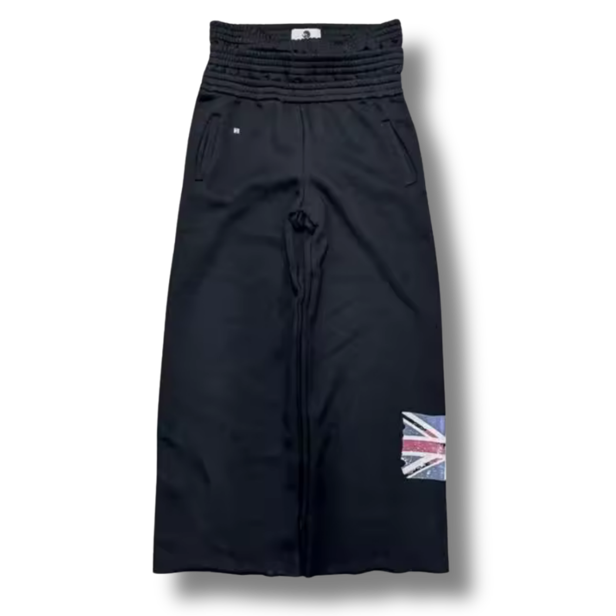 UK Double Waisted Uncuffed Baggy Black Sweatpants