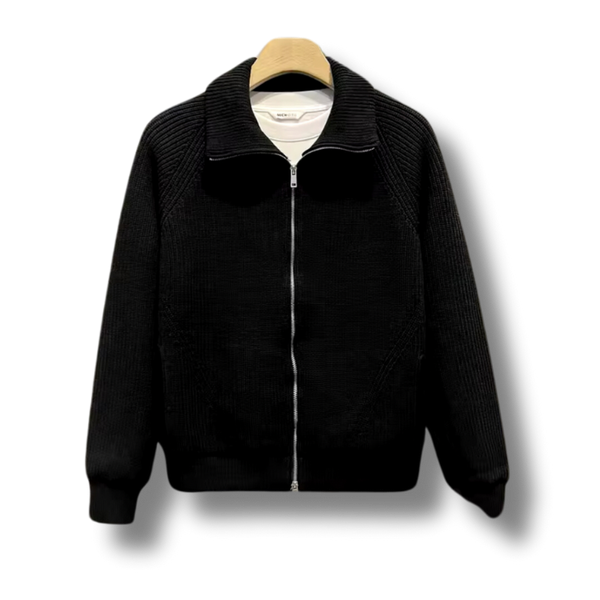 Black Knitted Collared Starboy Zip Up