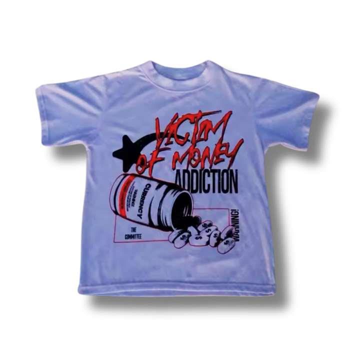 Victim Of Money Addiction Graphic Red Tee
