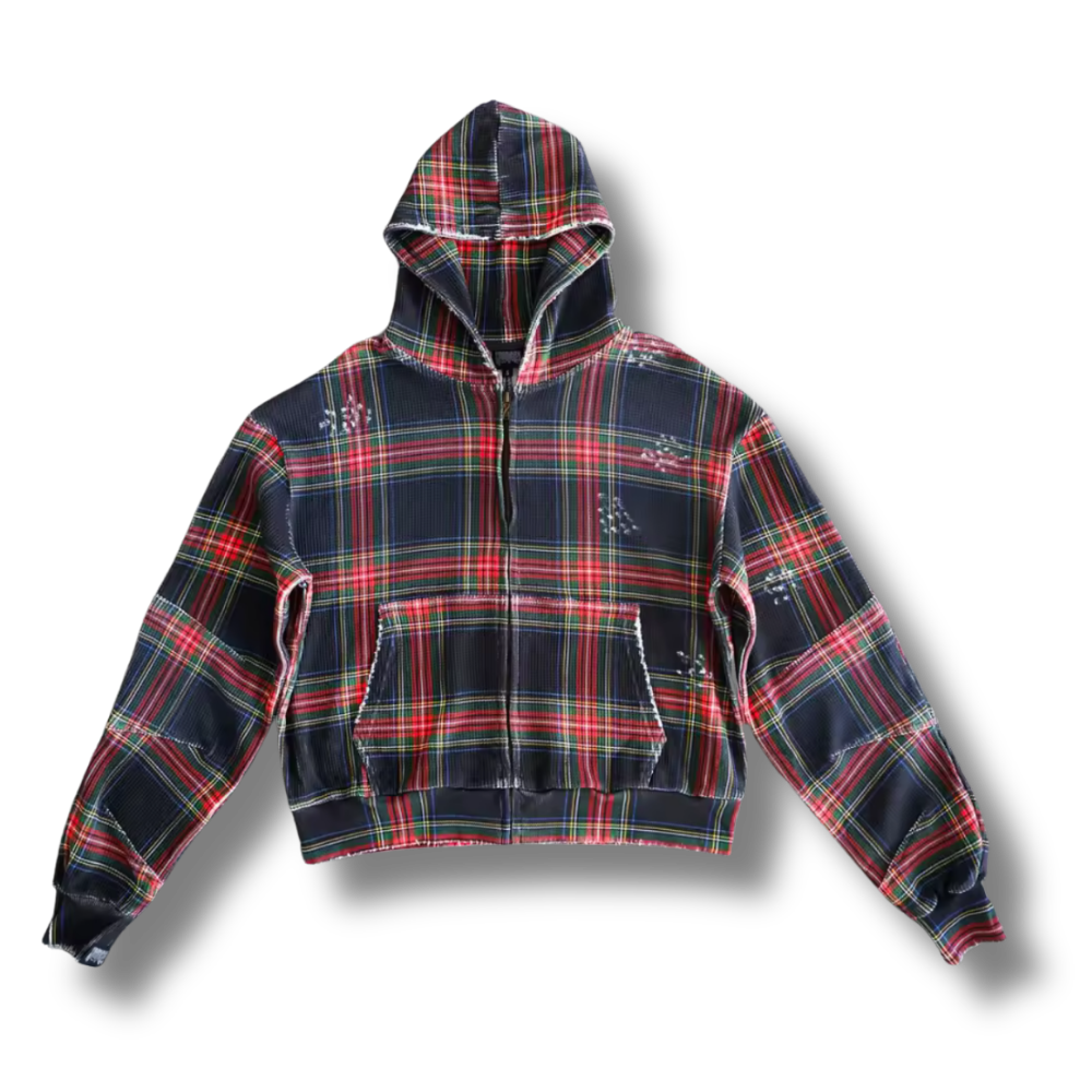 Plaid Zip Up Hoodie