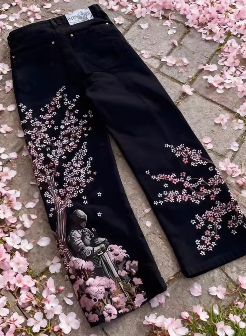 Knighted Blossom Black Denim Jeans