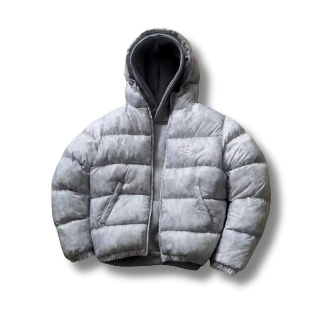 SU Digital Grey Camo Puffer Coat