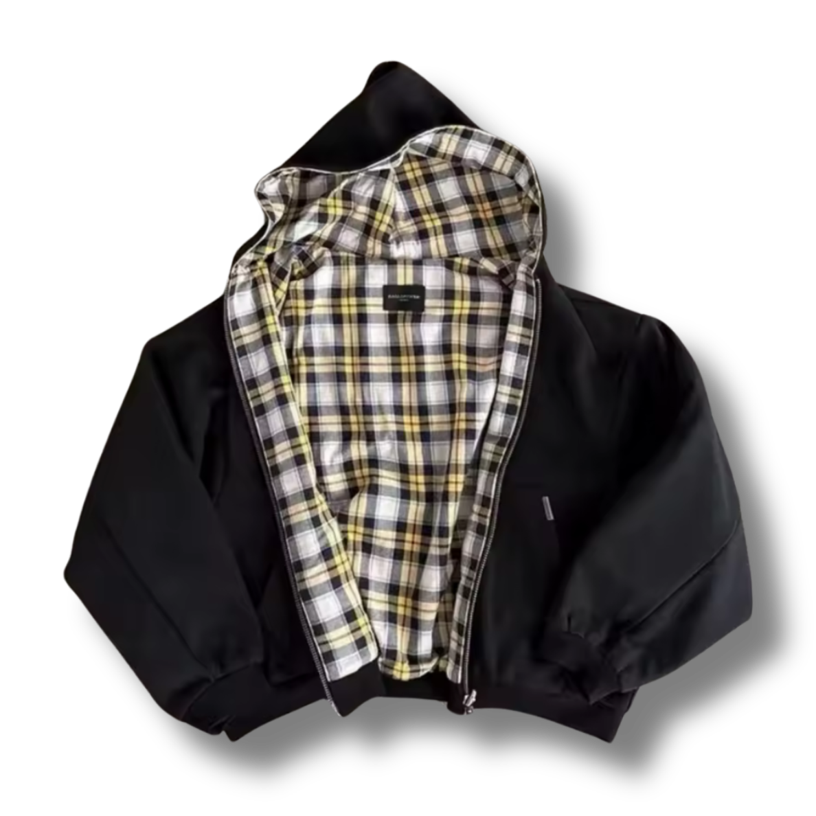 Black & Yellow Plaid Reversible Zip Up Hoodie