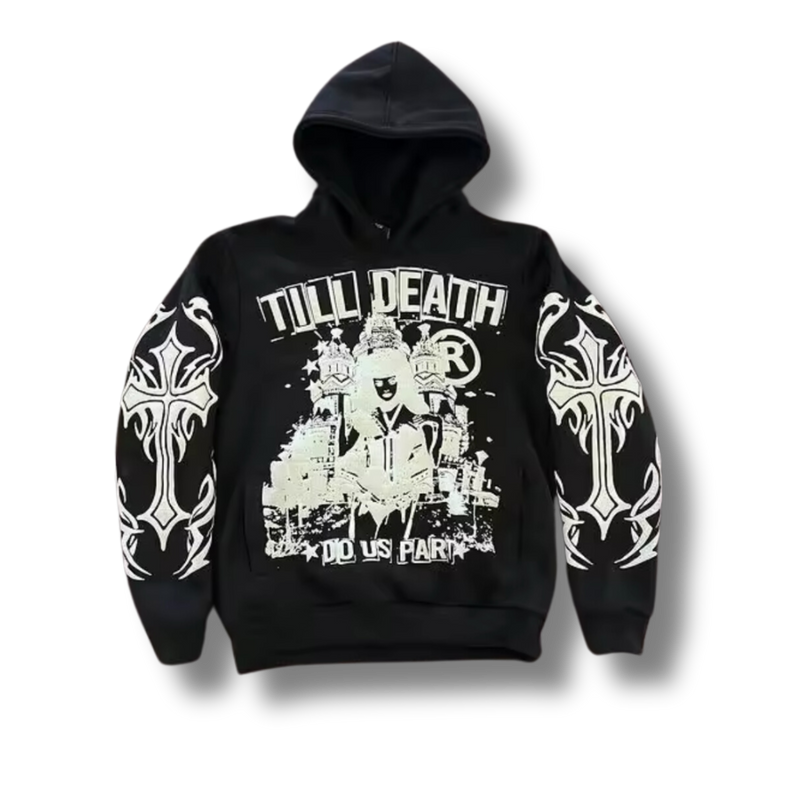 Black Till Death Do Us Part Graphic Hoodie