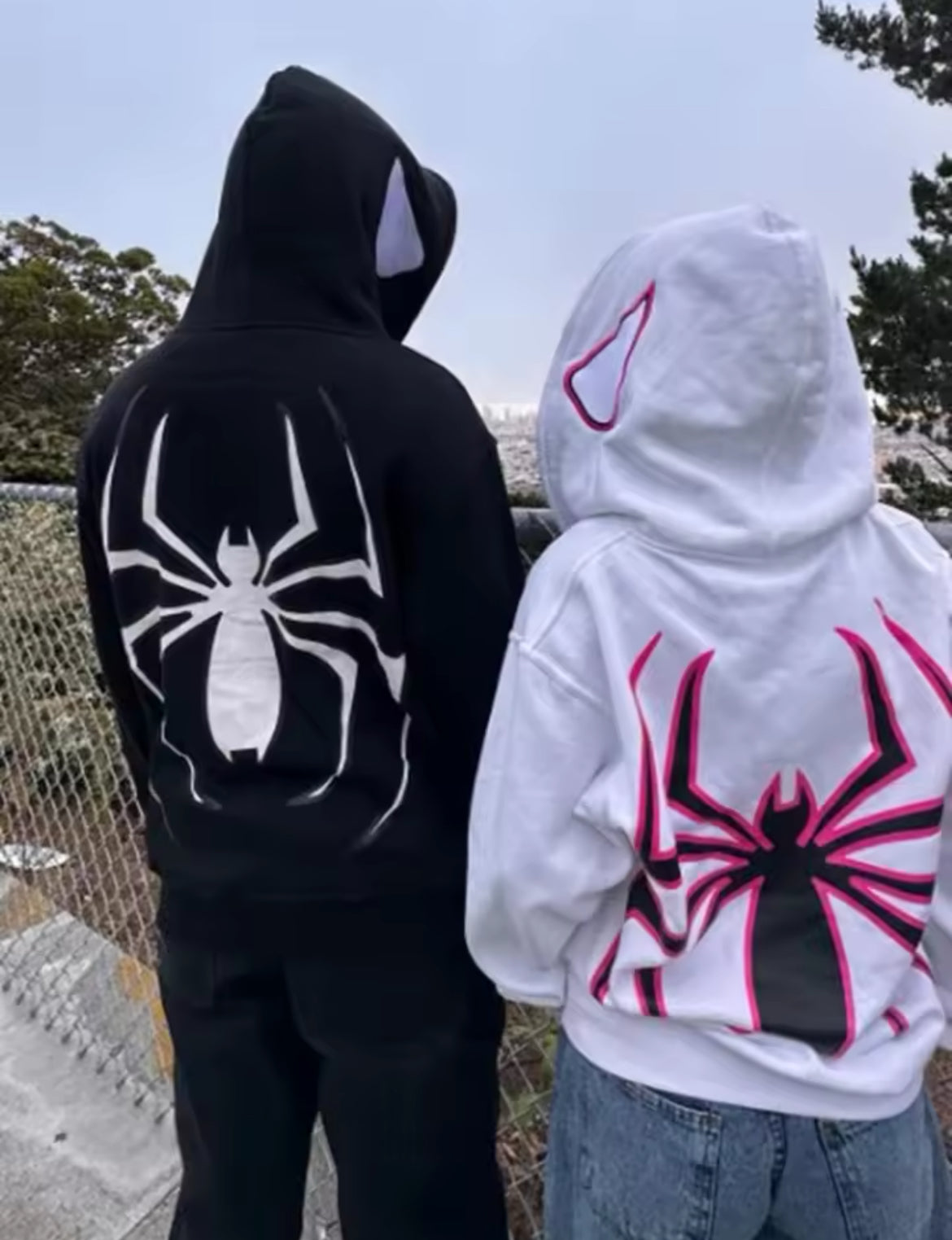 Matching Spiderman Zip Up Set Black+White