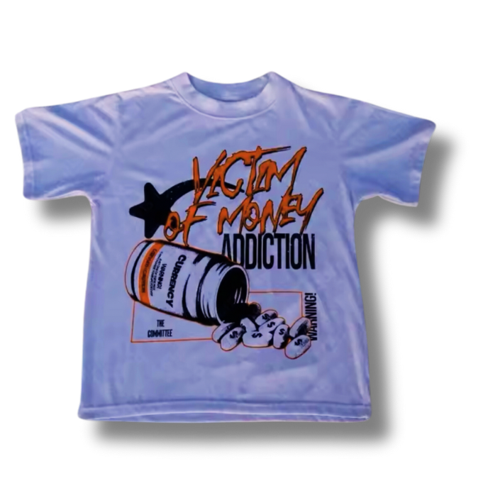 Victim Of Money Addiction Orange Graphic Tee
