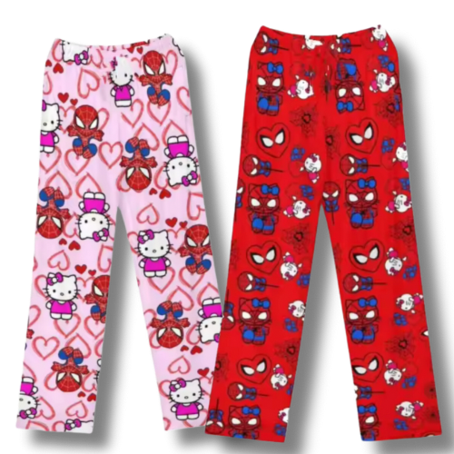 Matching Hello Kitty SpiderMan PJ Bottoms Pink+Red