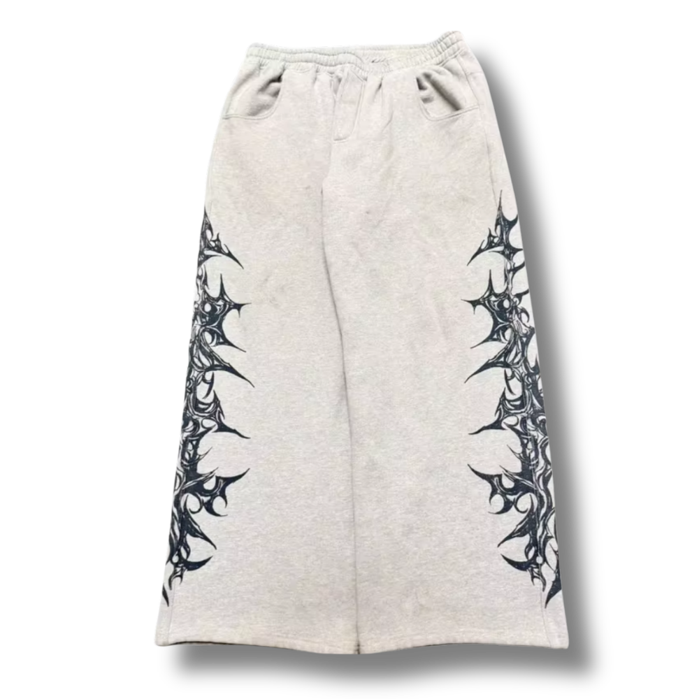 Cyber Sigilsm Grey Uncuffed Baggy Sweatpants