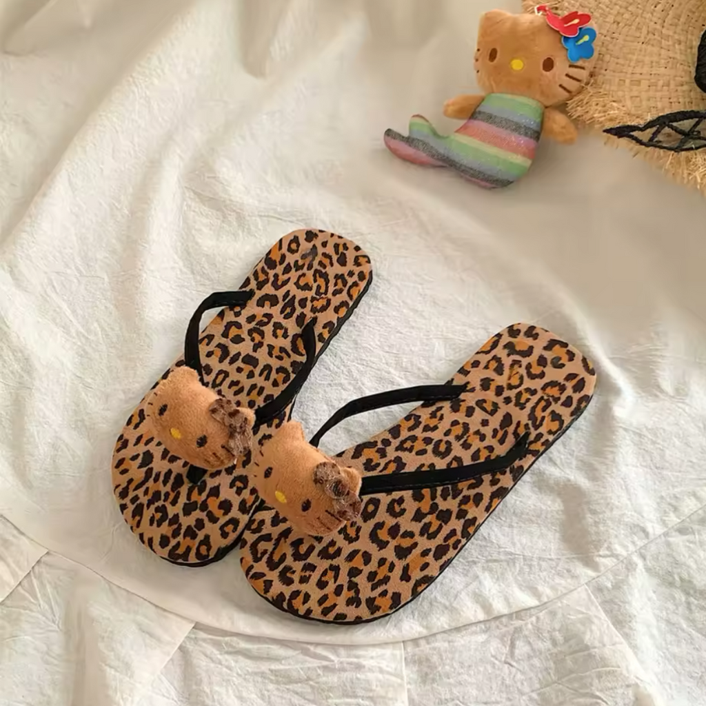 Hello Kitty Cheetah Flip Flops