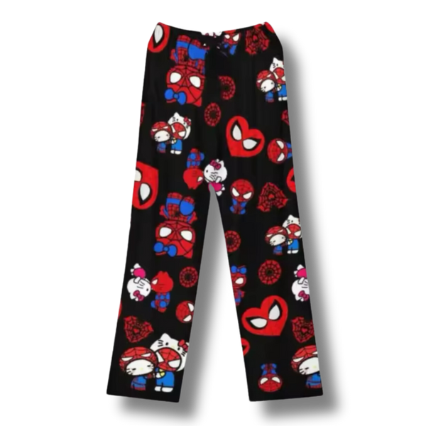 Black Hello Kitty SpiderMan PJ Bottoms