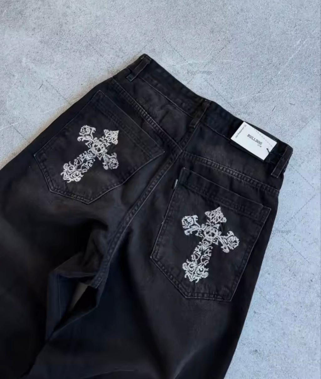 Dual Crosses Black Denim Jeans