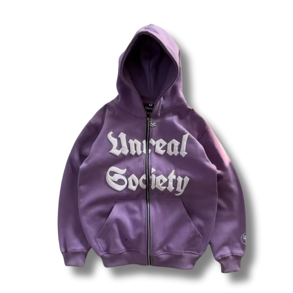 Unreal Society Purple Zip Up Hoodie