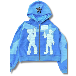 Blue Cartoon Zip Up