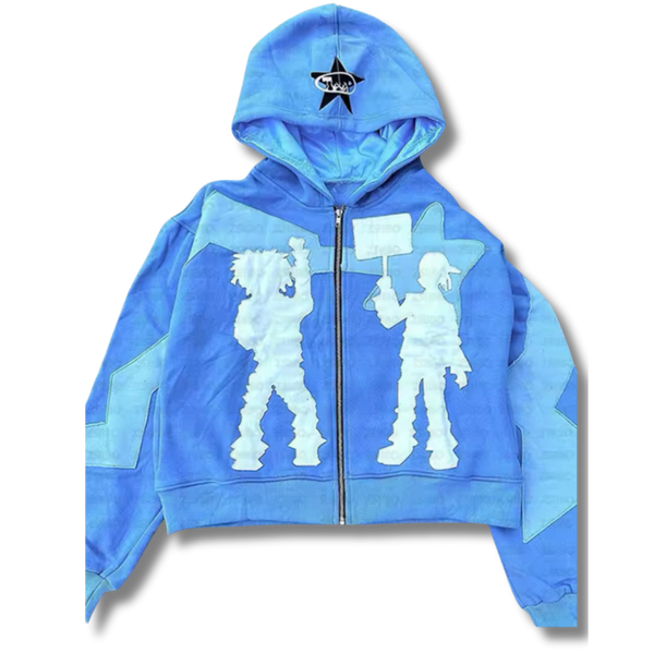 Blue Cartoon Zip Up