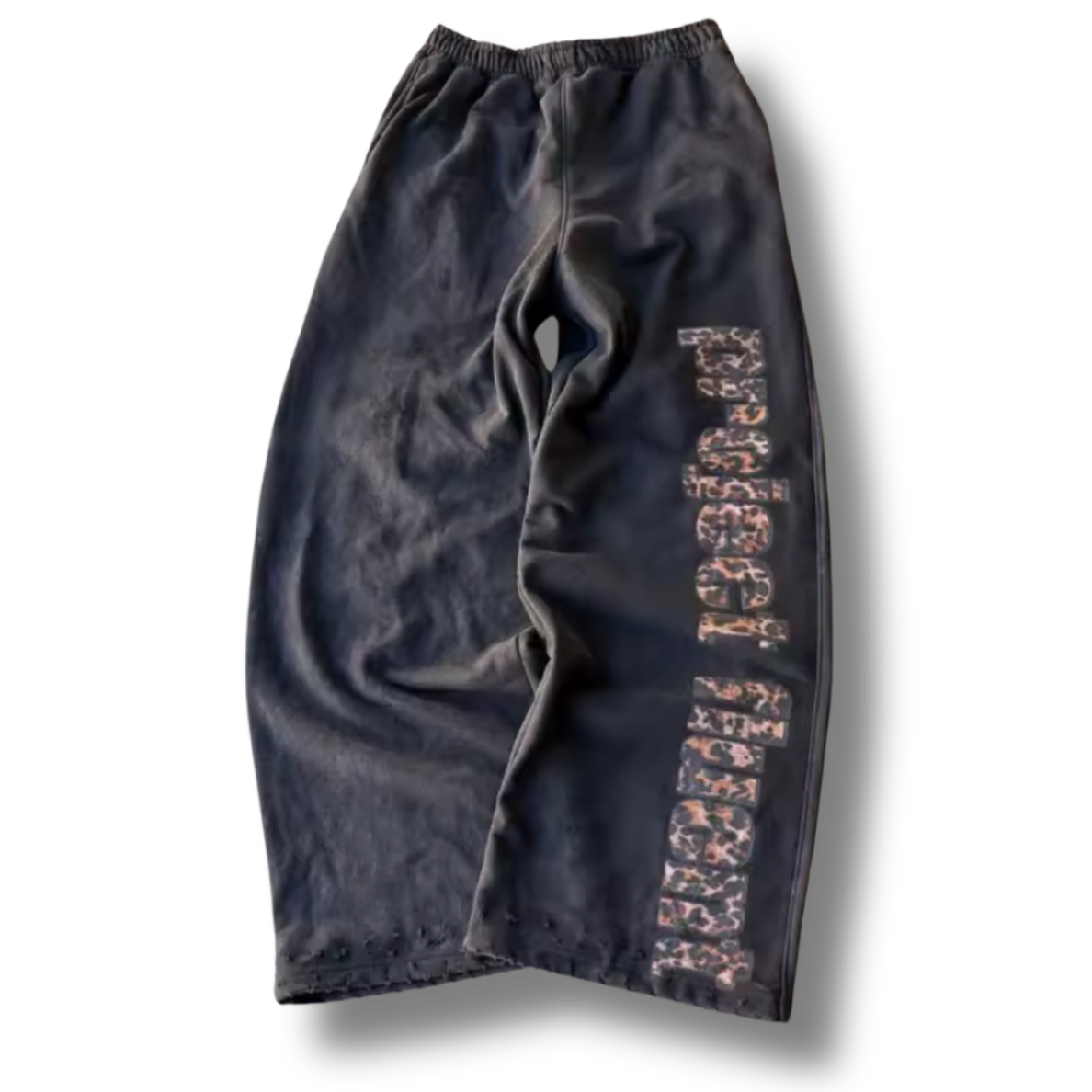 Leopard Print Project Fluent Uncuffed Baggy Black Sweatpants