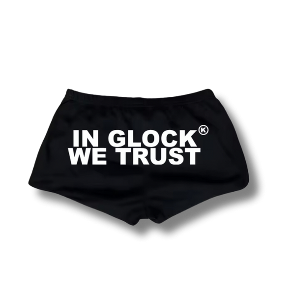 In Glock We Trust Black Short Shorts