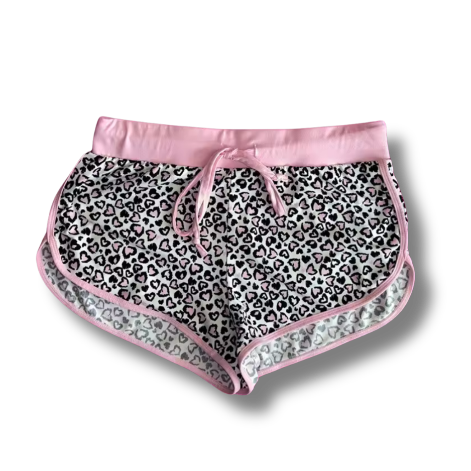 Leopard Print Pink Rim Short Shorts