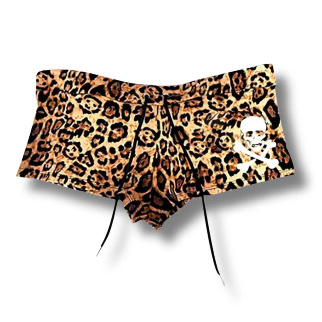Leopard Print Skull Short Shorts