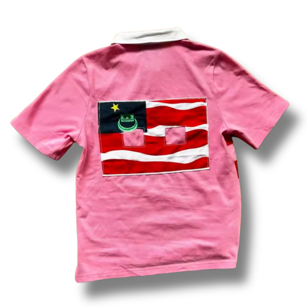 Pink & Red Striped Streetwear Polo Shirt