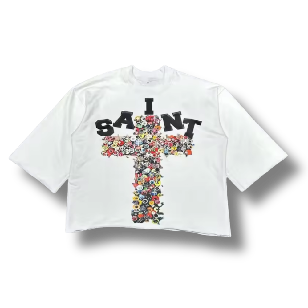 Saint Oversized White Graphic Tee