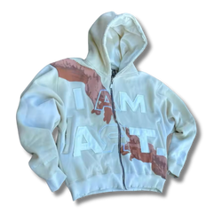 I am art white zip up