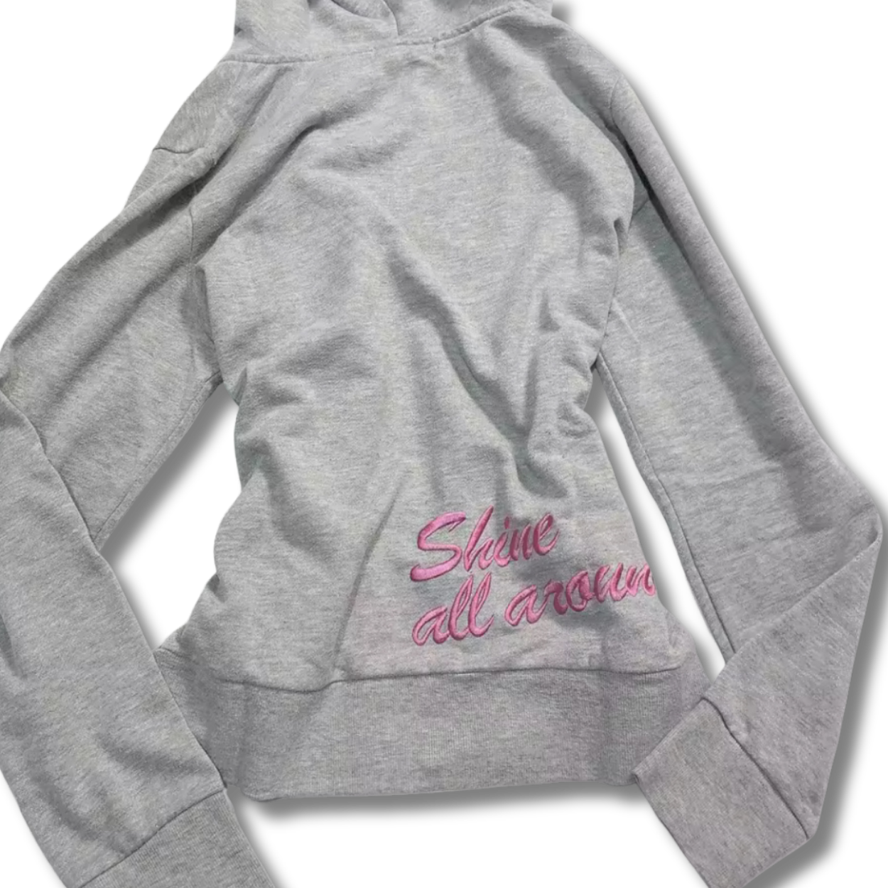 Pink Heart Grey Zip Up Hoodie