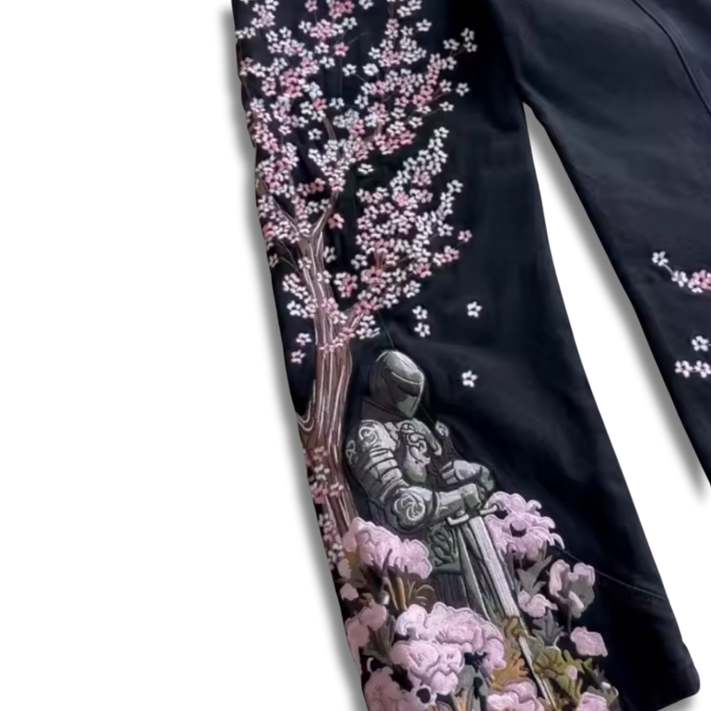 Knighted Blossom Black Denim Jeans