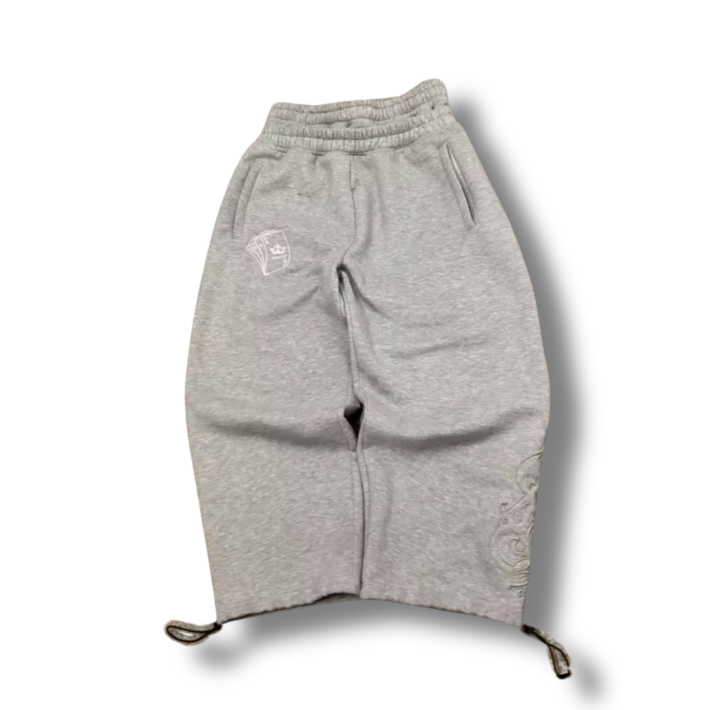 Cards Grey Uncuffed Baggy Sweatpants