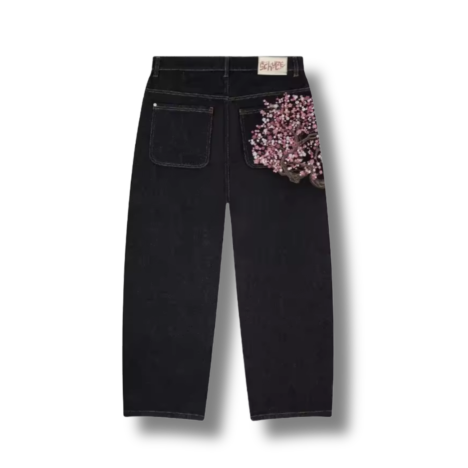 Blossom Tree Black Denim Jeans