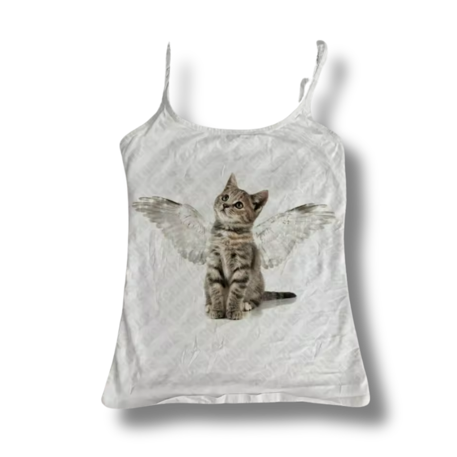 Winged Kitty Crop Top