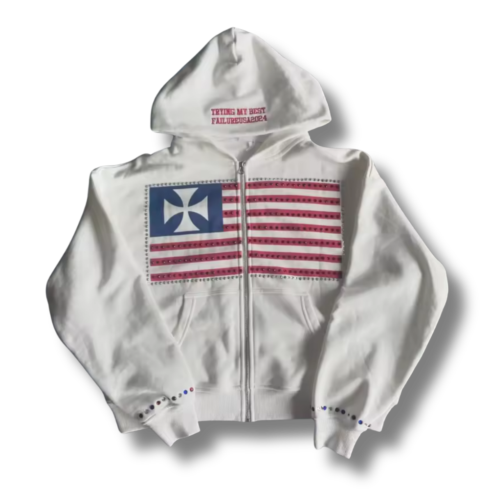 Trying My Best USA Zip Up Hoodie
