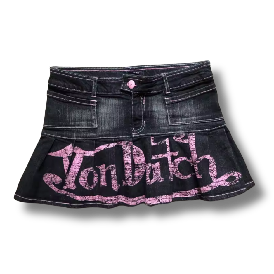 Graffiti Denim Short Skirt