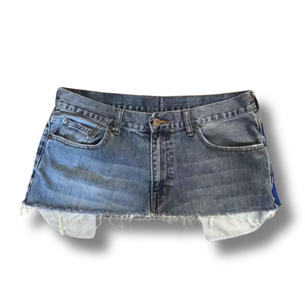 8 Ball Blue Patch Work Short Denim Skirt