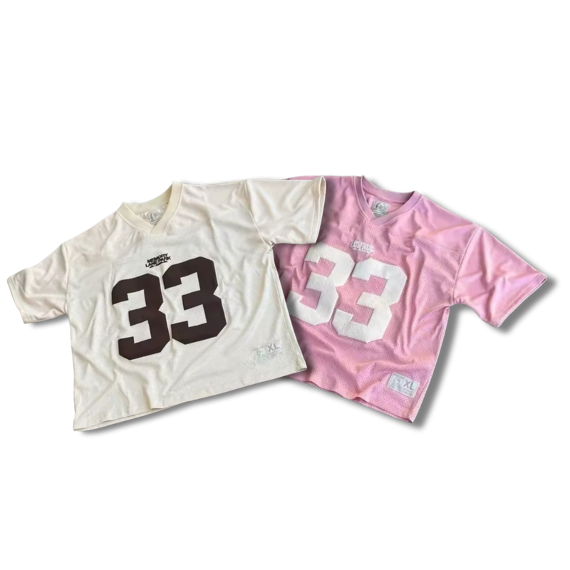 Matching 33 Jersey Set Tan+Pink