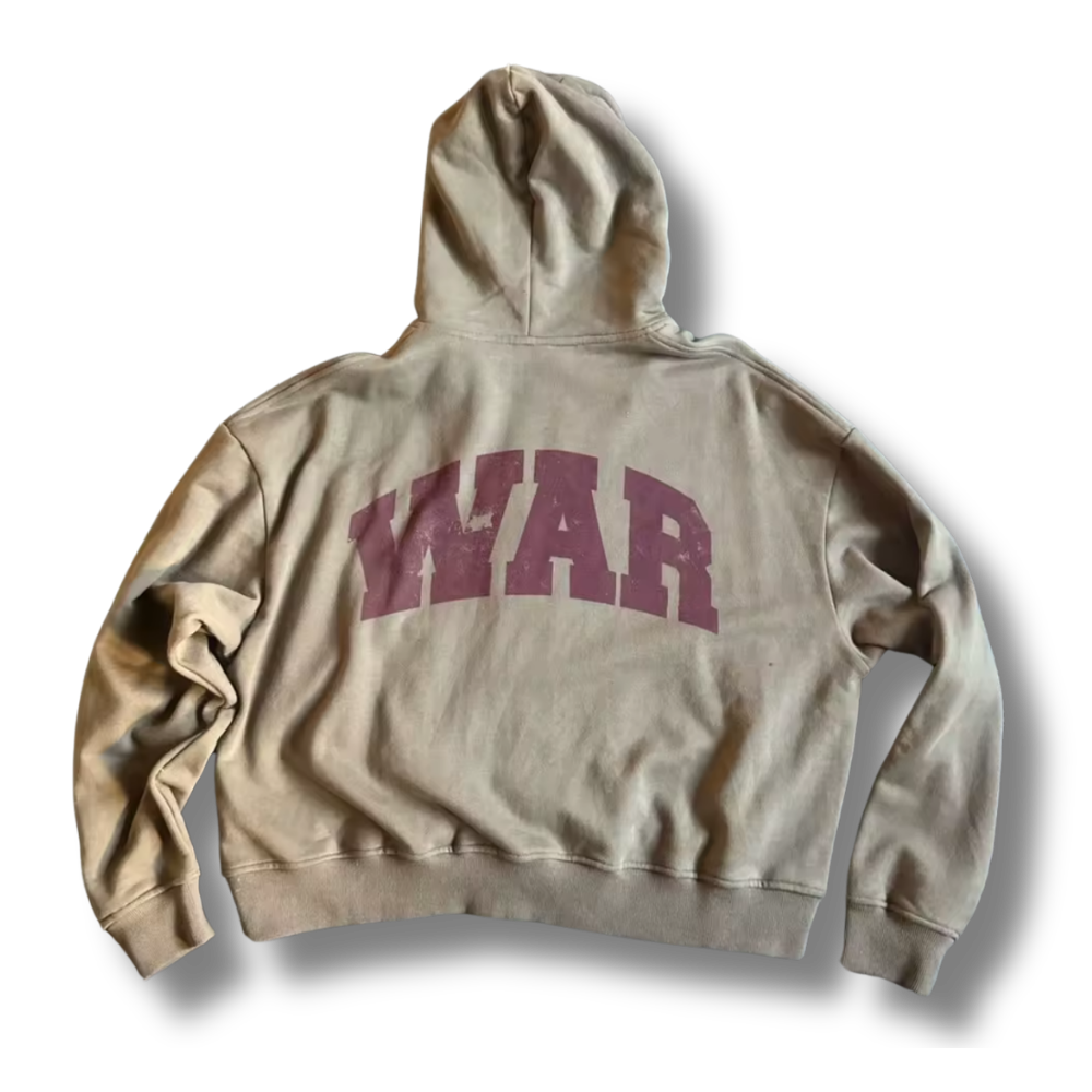 Union Jack War Tan Zip Up Hoodie