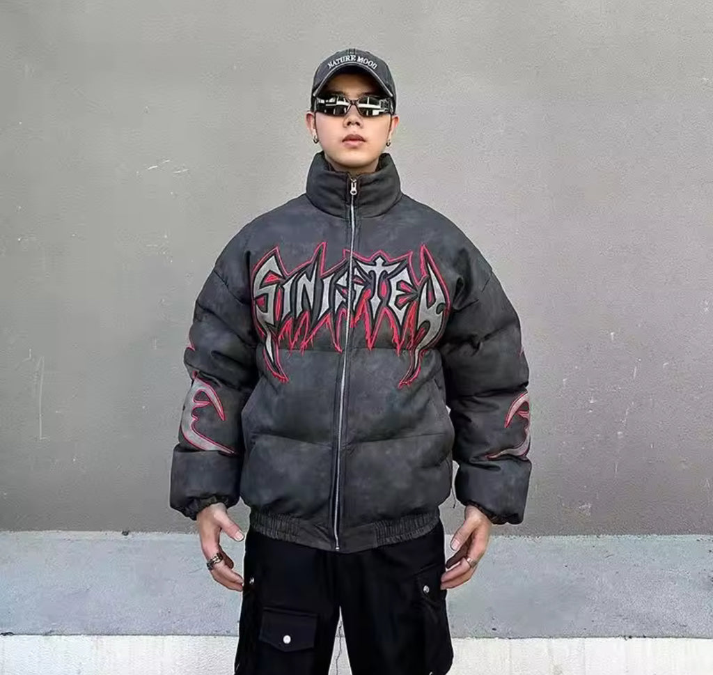 Sinister Sigilism Black Puffer Coat