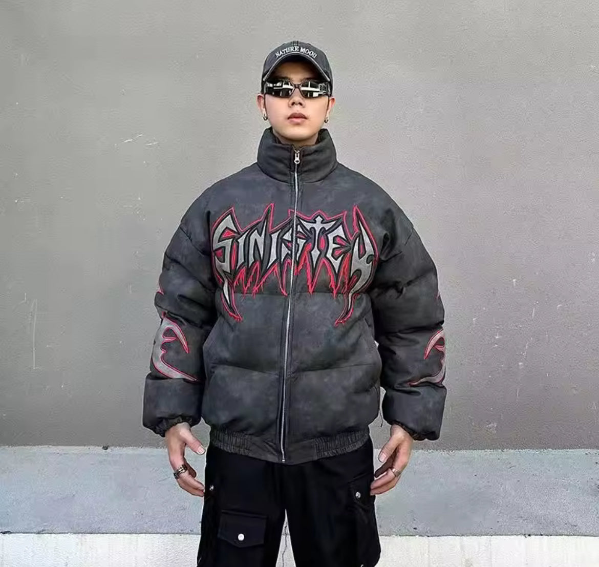 Sinister Sigilism Black Puffer Coat