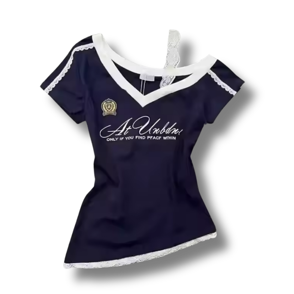 Peace Within Off The Shoulder Navy Top