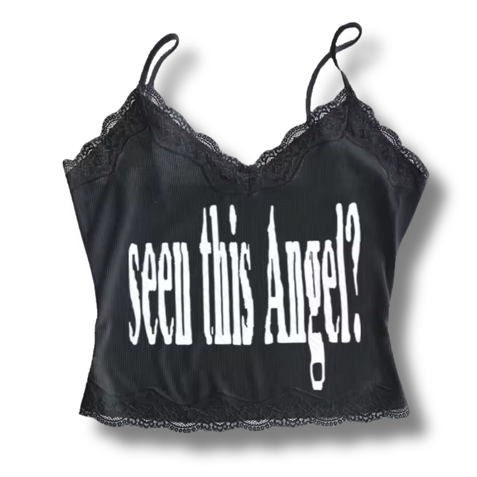 Seen This Angel? Black Crop Top