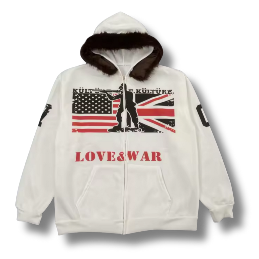 Duo Flag War Zip Up Hoodie