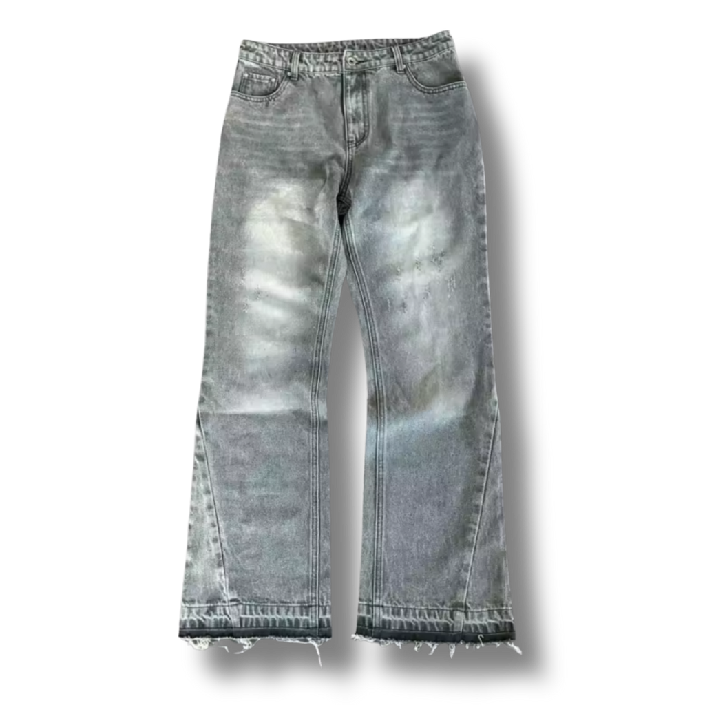 Dollar Sign Washed Grey Denim Jeans